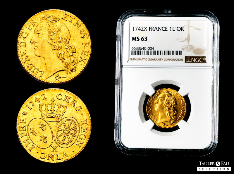 France. Louis XV. Louis d´or aux lunettes. 1742. Amiens. X. (Duplessy-1643). (Km...