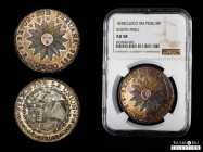 Peru. 8 reales. 1838. Cuzco. MS. (Km-170.4). Ag. Beautiful old cabinet tone with some underlying luster. Very attractive. Slabbed by NGC as AU 58. Ex ...
