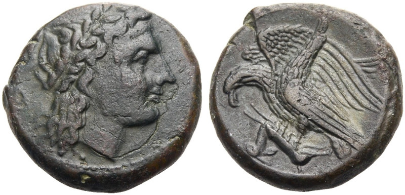 SIZILIEN. AKRAGAS. 
Bronze, ca. 287-282 v. Chr. Unter Phintias. Bartloser Kopf ...