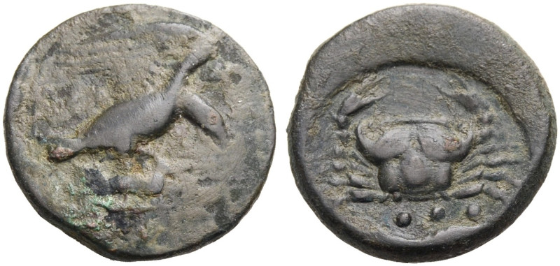 SIZILIEN. AKRAGAS. 
Tetras, ca. 420-406 v. Chr. Adler n. r. mit Hase in den Fän...