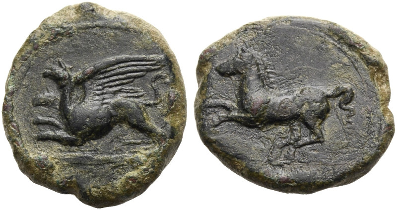 SIZILIEN. ALAISA ("KAINON"). 
Bronze, 360-340 v. Chr. Greif n.l. springend, dar...
