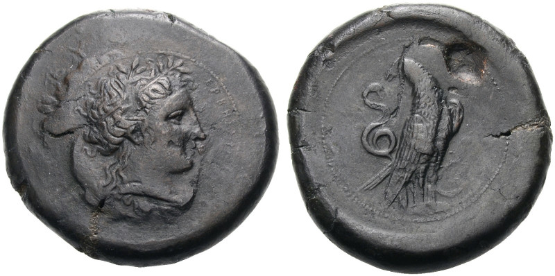SIZILIEN. HERBESSOS. 
Grossbronze, 335-325 v. Chr. Jugendl. Kopf (Sikelia?) mit...