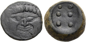 SIZILIEN. HIMERA. 
Bronze Hemilitron ca. 430-420 v. Chr. Gorgoneion von vorne. Rv. Sechs Wertkugeln. 27,33 g. Calciati I, 30,16/2 (Gp. III). Hoover, ...
