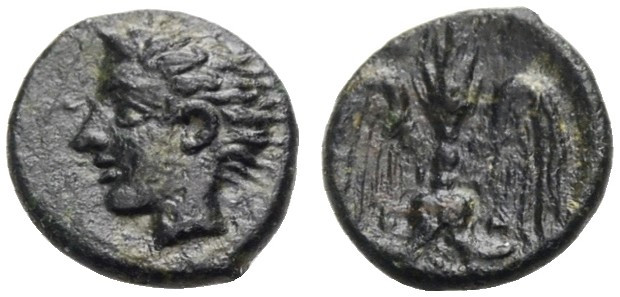 SIZILIEN. KATANE. 
Onkia, 414-404 v. Chr. Kopf des jugendlichen Flussgottes Ame...