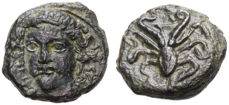 SIZILIEN. SYRAKUS. 
Tetras (Trionkia), 415-405 v. Chr. Kopf der Arethousa front...