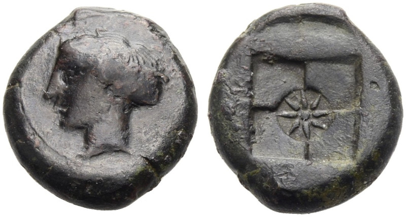 SIZILIEN. SYRAKUS. 
Hemilitron, 415 v. Chr. Kopf der Arethousa n.l. Rv. Vierget...