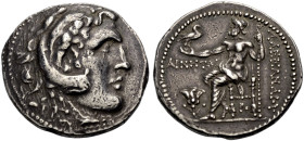 MAKEDONIEN. KÖNIGE VON MAKEDONIEN. 
Alexander III. der Grosse, 336-323 v. Chr. Tetradrachmon, postum, Rhodos, 201-190 v. Chr. Jugendlicher Heraklesko...