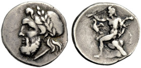 ARKADIEN. ARKADISCHE LIGA. 
Triobol (oder Hemidrachmon), ca. 330-275 v. Chr. Megalopolis. Kopf des bärtigen Zeus mit L. n.l. Rv. Nackter jugendlicher...