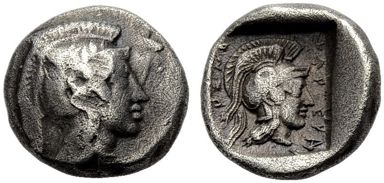 LYKIEN. LYKISCHE DYNASTEN. 
Kheriga 430 v. Chr. Hemidrachmon, Xanthos. Kopf der...