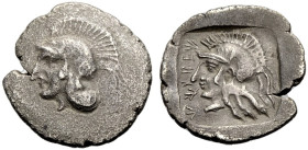 LYKIEN. LYKISCHE DYNASTEN. 
Kheriga 430 v. Chr. Hemidrachmon, ca. 410-400 v. Chr. Kandyba. Hemidrachme. Kopf der Athena mit attischem Helm n. l. Rv. ...