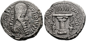 PERSIEN. SASANIDEN. 
Ardashir I., 224-241. Billon-Tetradrachmon. Münzstätte C, "Ktesiphon". Drap. Büste mit Kronhaube n. r. Rv. Feueraltar mit Flamme...