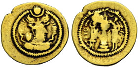PERSIEN. SASANIDEN. 
Peroz 457-484. AV Dinar. 461 (?) Mz. BBA "Hof". Büste mit Flügelkrone n. r. Rv. Feueraltar zwischen zwei Dienern. 3,91 g. Göbl, ...