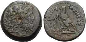 ÄGYPTEN. KÖNIGREICH DER PTOLEMAIER. 
Ptolemaios IV. Philopator, 221-204 v. Chr. Mittelbronze. Kopf des Zeus Ammon mit Widderhorn n. r. Rv. PTOLEMAIOU...