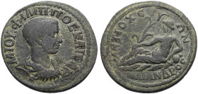 KARIEN. ANTIOCHIA A. MÄANDER. 
Philippus II. Caesar 244-247. Bronze, 30 mm. Drap., gep., barhäuptige Büste n. r. M. IOU. FILIPPOC. KAICAR Rv.ANTIOCE-...
