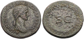 KAISERZEIT. 
Agrippina sen., Gattin des Germanicus, gest. 33, Mutter des Caligula. Sesterz, postum, geprägt unter Claudius(41-54), 42-43. Drap. Büste...