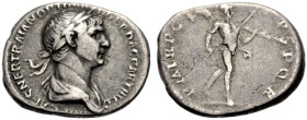 KAISERZEIT. 
Trajanus, 98-117. Denar, 116 Drap. Büste n. r. IMP CAES NER TRAIAN OPTIM AVG GER DAC PARTHICO Rv. PM TRP(COS VI P)P SPQR Virtus n. r. sc...