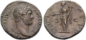 KAISERZEIT. 
Hadrianus, 117-138. As, 134-138 Büste mit L. n. r. HADRIANVS- AVG COS III PP. Rv. FORTVNA AVG/S-C Fortuna n.l. stehend, Patera und Füllh...