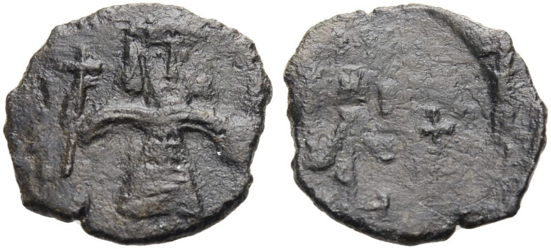 . 
Tiberius III., 698-705. Bronze-Follis, 698-705 Syrakus. Der Kaiser frontal s...