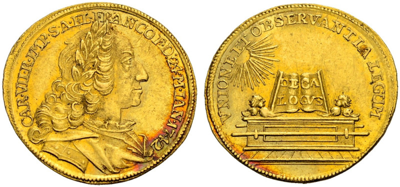 BAYERN, HERZOGTUM, SEIT 1806 KÖNIGREICH. 
KARL ALBERT, 1726-1745. Dukat 1742 au...