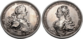 BAYERN, HERZOGTUM, SEIT 1806 KÖNIGREICH. 
MAXIMILIAN III. JOSEPH, 1745-1777. Medaille o. J. (1759, von Schega) zur Hochzeit mit Maria Anna von Sachse...