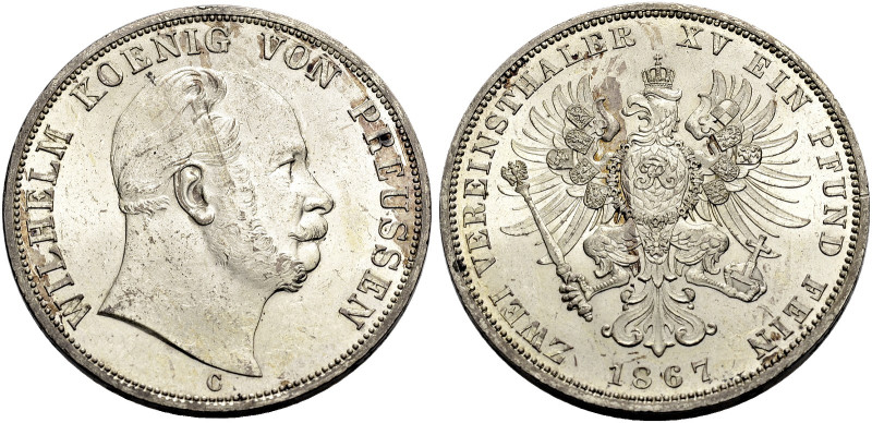 BRANDENBURG-PREUSSEN, KÖNIGREICH. 
WILHELM I., 1861-1888. Doppeltaler 1867 C. K...