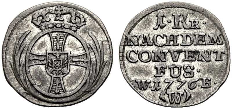 DEUTSCHER ORDEN. 
KARL ALEXANDER VON LOTHRINGEN, 1761-1780. Kreuzer 1776, Werth...