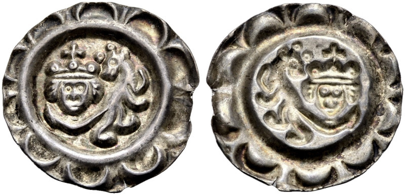 DONAUWÖRTH, KÖNIGLICHE MÜNZSTÄTTE. 
FRIEDRICH II., 1215-1250. Brakteat. Gekrönt...