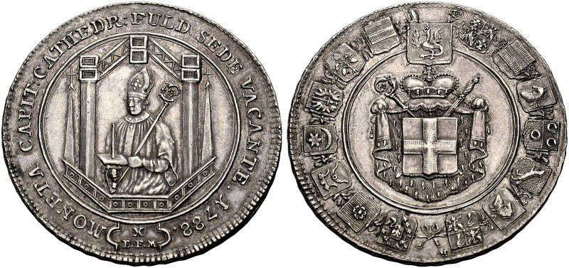 FULDA, ABTEI, SEIT 1752 BISTUM. 
SEDISVAKANZ 1788. Konventionstaler 1788. Stemp...