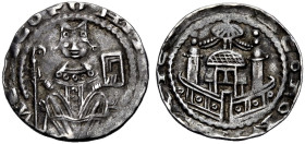 KÖLN, ERZBISTUM. 
PHILIPP VON HEINSBERG, 1167-1191. Pfennig, 3. Typ. Mitrierter sitzender Erzbischof von vorn mit Krummstab und Buch, HIT[ARC]- NEPIC...