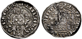 KÖLN, ERZBISTUM. 
HEINRICH II. VON VIRNEBURG, 1306-1332. Großpfennig, Bonn. Mitrierter sitzender Erzbischof von vorn mit Krummstab und Buch, HENRICVS...