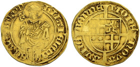 KÖLN, ERZBISTUM. 
HERMANN VON HESSEN, 1480-1508. Goldgulden o. J., Bonn. Hüftbild Petri über kleinem Wappen, h'MAI' ELCTI (Kürzungsstrich über T) - E...