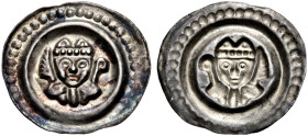 KONSTANZ, BISCHÖFLICHE MÜNZSTÄTTE. 
EBERHARD II. VON WALDBURG, 1248-1274. Brakteat. Bischofsbüste von vorn mit Palmzweig und Krummstab. 0,40 g. CC 27...