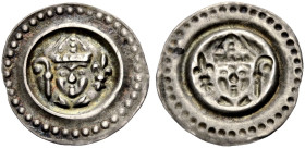KONSTANZ, BISCHÖFLICHE MÜNZSTÄTTE. 
HEINRICH II. VON KLINGENBERG, 1293-1306. Brakteat. Mitrierte Büste des Bischofs von vorn zwischen Krummstab und L...
