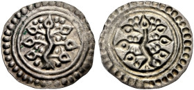 LINDAU, MÜNZSTÄTTE DES ADLIGEN DAMENSTIFTS. 
Pfennig (1190-1200). Linde mit dreiteiliger Wurzel, sieben Blättern und 16 Blüten. Perlkreis mit 39 Perl...