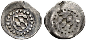 PFALZ-KURFÜRSTENTUM, ALTE LINIE. 
RUPRECHT I., 1353-1390. Pfennig, einseitig, Heidelberg. Weckenschild im Perlkreis. 0,29 g. Slg. Noss 41. Buchenau T...