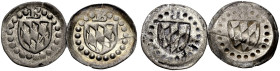 PFALZ-KURFÜRSTENTUM, ALTE LINIE. 
FRIEDRICH I., 1449-1476. Pfennig, einseitig, Bacharach. Breiter Weckenschild im Perlkreis, oben B 0,24 g. Dazu ein ...