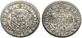 PFALZ-KURFÜRSTENTUM, LINIE ZU SIMMERN. 
FRIEDRICH III., 1557-1576. Halbbatzen 1568, Heidelberg. Quadriertes Wappen Pfalz-Bayern mit aufgelegtem Kursc...