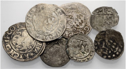 PFALZ-SIMMERN-SPONHEIM. 
JOHANN II., 1509-1557. bis RICHARD, 1569-1598. Lot: Pfennige, einseitig, Schild Pfalz-Bayern im Perlkreis, oben I bzw. R. Da...