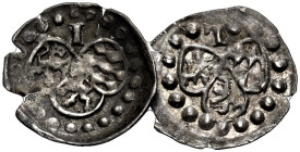 PFALZ-ZWEIBRÜCKEN-VELDENZ, PFALZGRAFSCHAFT. 
JOHANN I., 1569-1604 1569-1604. Pfennig, einseitig. 3 Wappenschilde im Perlkreis, darüber I 0,19 und 0,2...