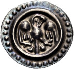 ROTTWEIL, KÖNIGLICHE MÜNZSTÄTTE. 
UM 1250-1270. Brakteat. Adler in Wulstring und Perlkreis. 0,41 g. CC 304, Berger 2567. Prachtvolle Tönung.
Vorzügl...