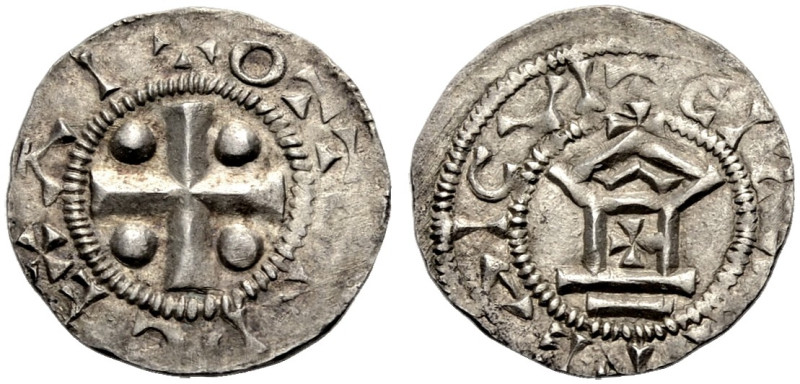 SPEYER, KÖNIGLICHE MÜNZSTÄTTE. 
OTTO II. oder III., 973-1002. Pfennig. Kreuz mi...