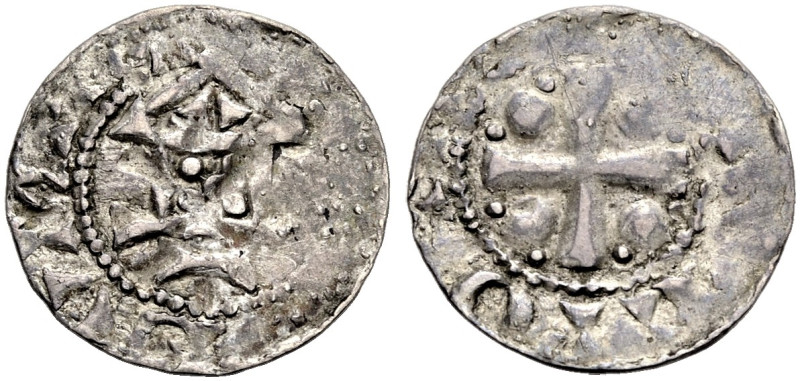SPEYER, KÖNIGLICHE MÜNZSTÄTTE. 
OTTO II. oder III., 973-1002. Pfennig. Stilisie...