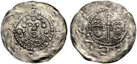SPEYER, BISTUM. 
HEINRICH I. VON SCHARFENBERG, 1067-1073. Pfennig. Büste des Bischofs von vorn mit Krummstab, +HEINRICVS EPS (Kürzungsstrich durch P)...
