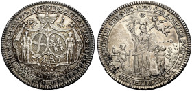 SPEYER, BISTUM. 
DAMIAN AUGUST PHILIPP VON LIMBURG-STYRUM, 1770-1797. Halber Konventionstaler 1770, Mannheim (Stempel von A. Schäffer), auf seine Int...