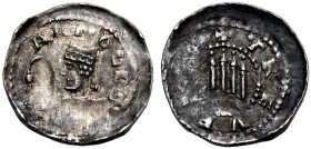 TRIER, ERZBISTUM UND KURFÜRSTENTUM. 
ARNOLD I., 1169-1183. Pfennig. Mitriertes Brustbild n. l. mit nach innen gewendetem Krummstab, ARNOLD9 Rv. Fünf ...