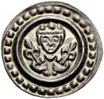 ULM, KÖNIGLICHE MÜNZSTÄTTE. 
Um 1250-1270. Pfennig. Gekröntes Brustbild mit zwei Lilienzeptern. 0,49 g. CC 174, Berger 2613.
Vorzüglich