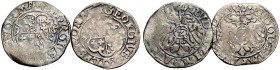 WORMS, BISCHÖFLICHE MÜNZSTÄTTE. 
GEORG VON SCHÖNENBERG, 1580-1595. Halbbatzen 1594 und 1595. Quadriertes Wappen. Rv. Gekrönter Doppeladler. Joseph 28...