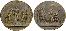 . 
MARIA THERESIA, 1740-1780. Satirische Bronzemedaille 1742 auf die wechselnden Erfolge im Öster­reichischen Erbfolgekrieg. Maria Theresia steht ent...