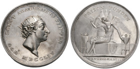 DÄNEMARK, KÖNIGREICH. 
FREDERIK V., 1746-1766. Medaille 1754 (von P. L. Gianelli), Prämie der Kunstakademie. Kopf r. mit Strahlenkrone. Rv. Genius si...