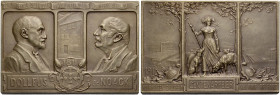 ELSASS-MÜLHAUSEN. 
Bronzeplakette 1911 (von A. Seysses) auf das 100jährige Bestehen der Textilfabriken Dollfus & Noack. Zwei Brustbilder. Rv. Schäfer...